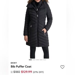 NWT DKNY Bib Puffer Coat